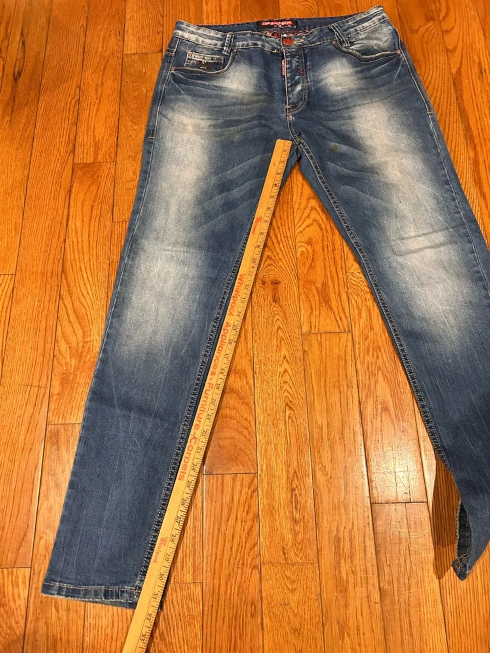 DSquared2 Men's Blue Distressed Slim Fit Denim Jeans Size 34 Plaid Pocket Lining